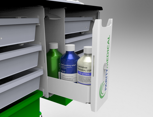 Slide-out bottle storage.