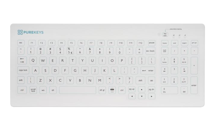 Purekeys Compact Medical Keyboard - White