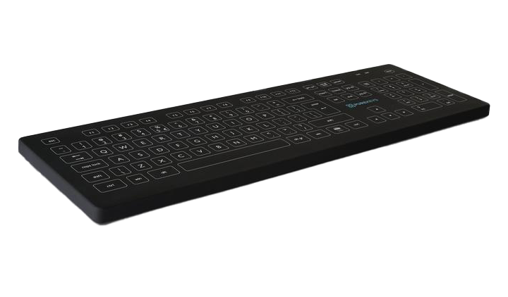 Purekeys Wireless Full Size Medical Keyboard - Black Angled