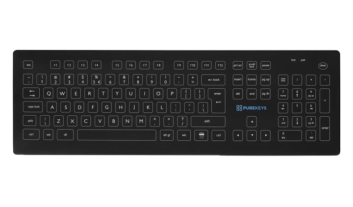 Purekeys Wireless Full Size Medical Keyboard - Black